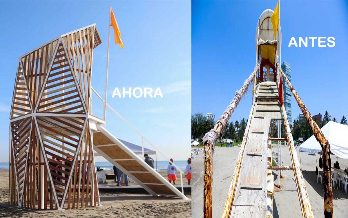 Renuevan torres guardavidas en playas de Boca del Río